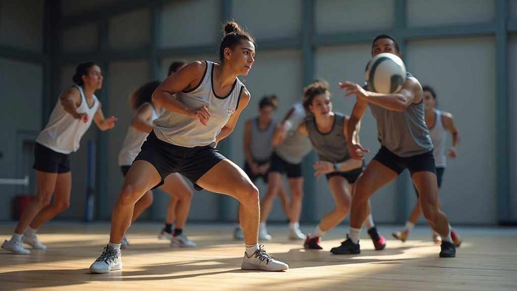 Athletes performing conditioning exercises and fitness training for volleyball performance