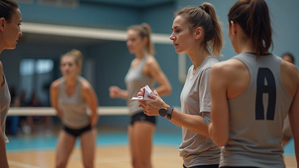 Volleyball team executing organized defensive formation during competitive match practice